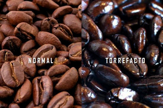 Torrefacto and natural coffee, side-by-side.