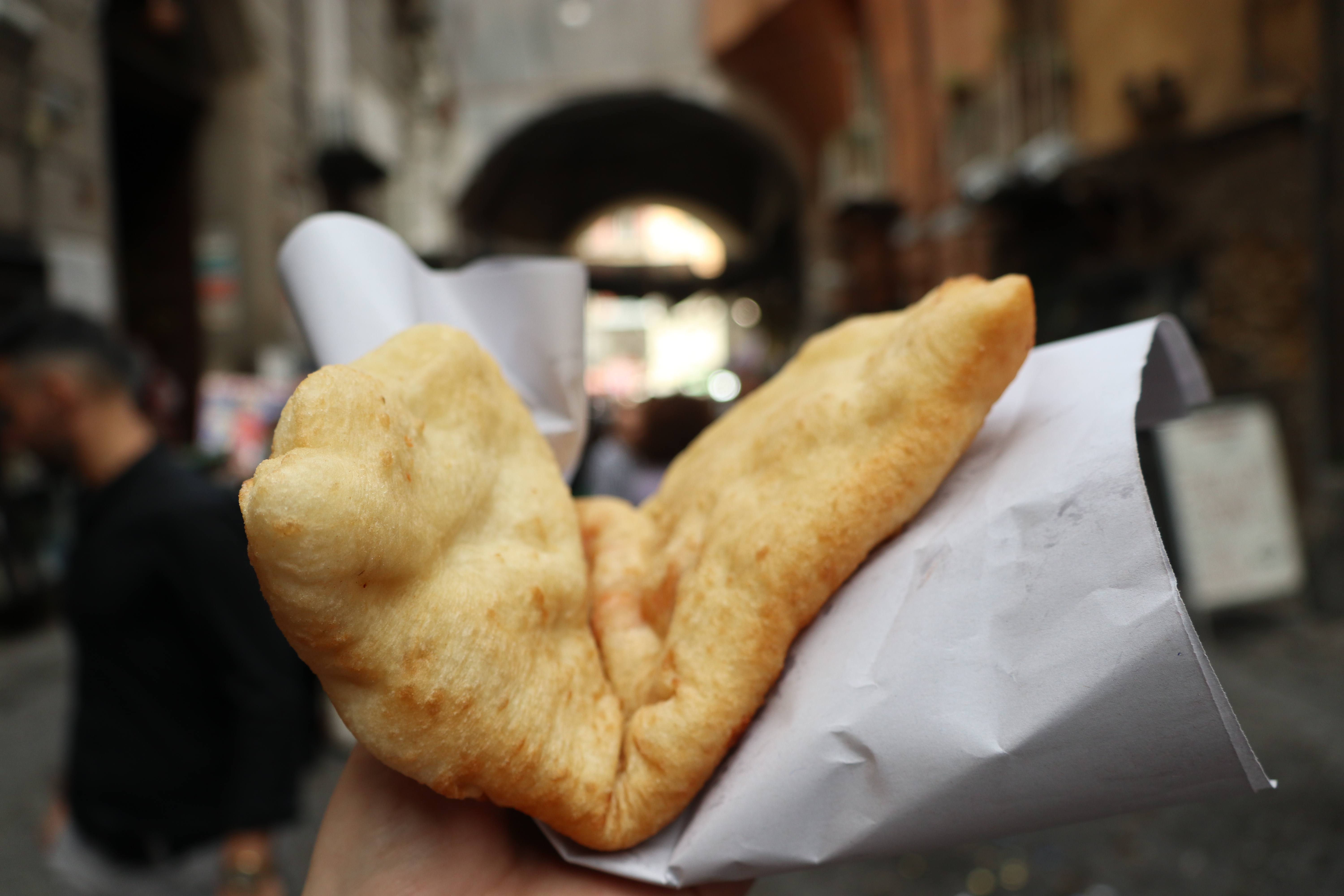 Fried pizza in Naples, Italy.