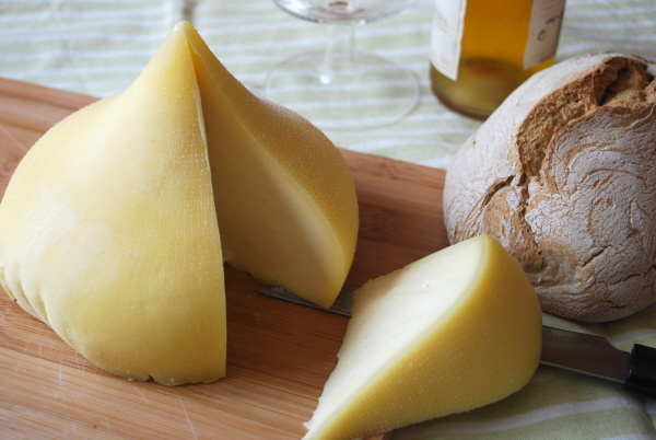 Sliced tetilla cheese, one of the best Spanish cheeses.