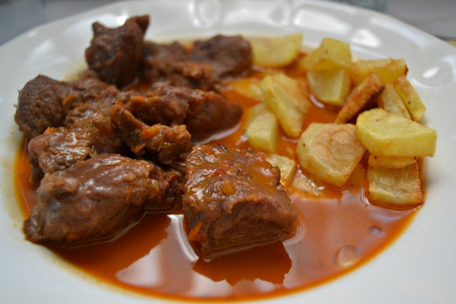 A tapa of Carrillera, a pork dish in Seville.