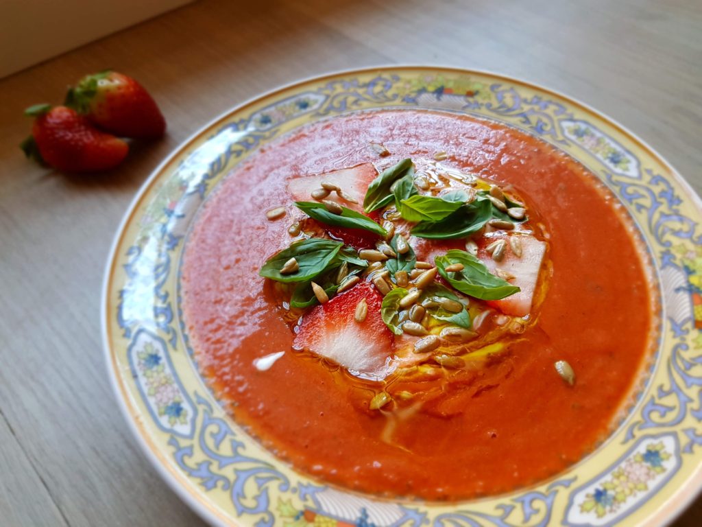 salmorejo soup made from strawberries.