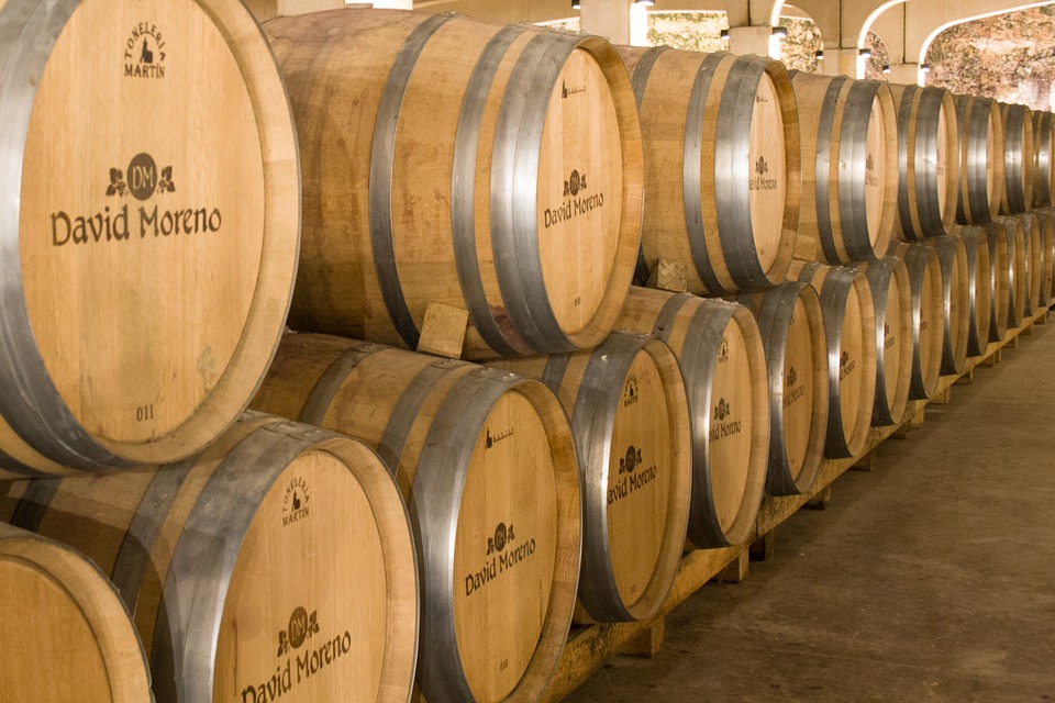 wine barrels in rioja
